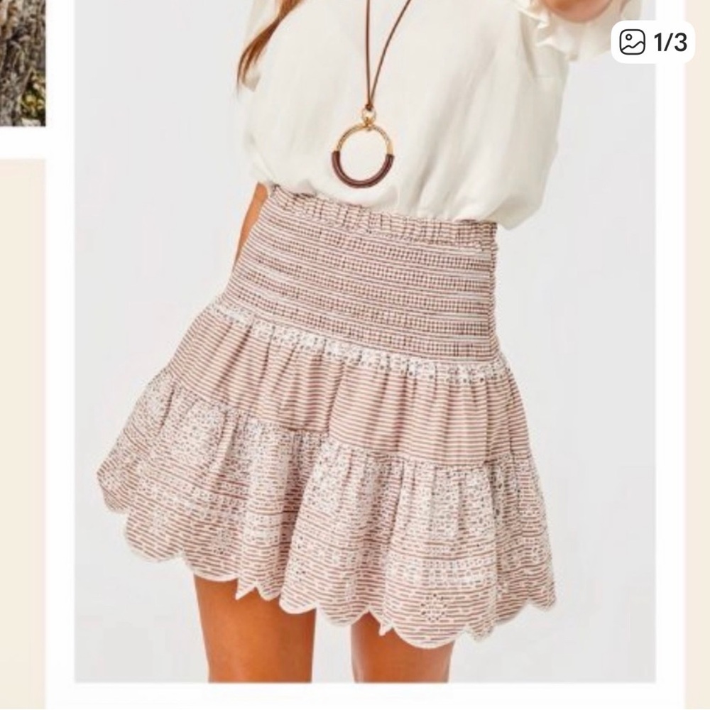 Cartolina Elegant Beige Patterned Skirt